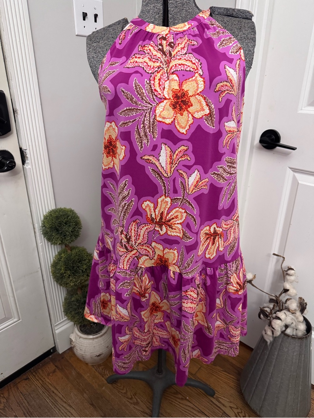 Women's LOFT Floral Print Halter Midi Dress size Small